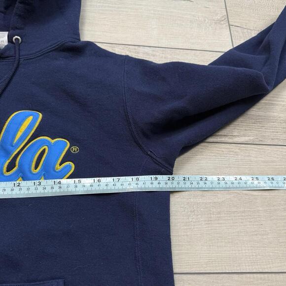 Vintage UCLA Hoodie Size S Navy Blue Russell Athletic Spellout Sweatshirt Y2K - Picture 7 of 7